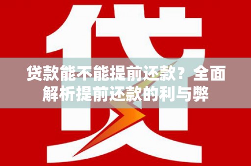武山贷款能不能提前还款？全面解析提前还款的利与弊
