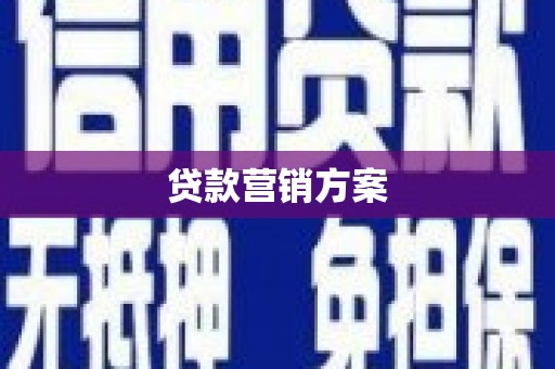 武山贷款营销方案