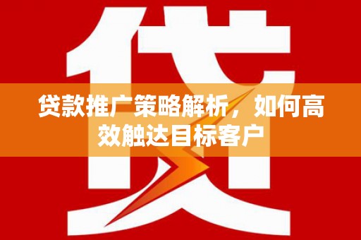 武山贷款推广策略解析，如何高效触达目标客户