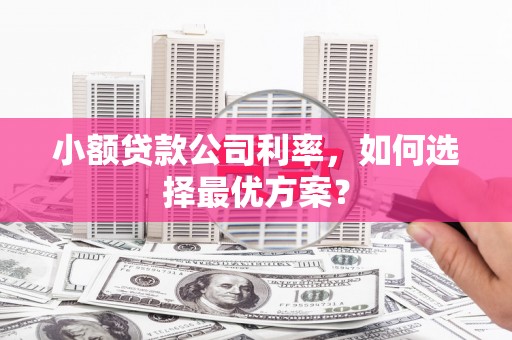 武山小额贷款公司利率，如何选择最优方案？