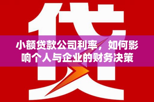 武山小额贷款公司利率，如何影响个人与企业的财务决策