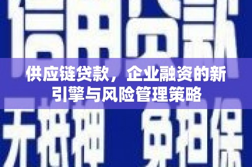 武山供应链贷款，企业融资的新引擎与风险管理策略