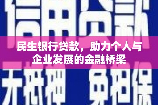 武山民生银行贷款，助力个人与企业发展的金融桥梁